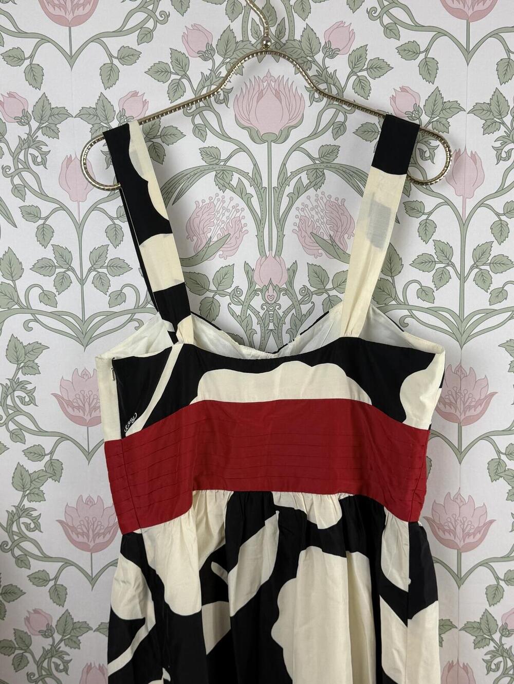 Lilly Pulitzer Black & Cream Silk Blend Red Waistband Dress - Size - Size - 12 - Picture 3 of 8